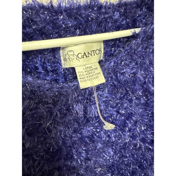 Gantos Vintage Iconic Purple Shaggy Furry Sweater Sz Large Friends Clueless - Picture 4 of 6